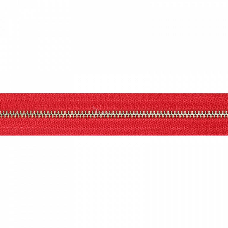 Молния № 5 метал. зуб, цвет красный/никель, 1 метр