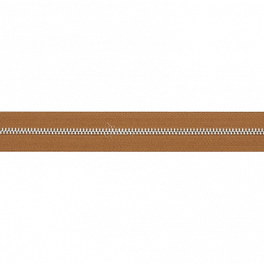 Молния № 3 метал. зуб, цвет светло-коричневый/никель 1 метр
