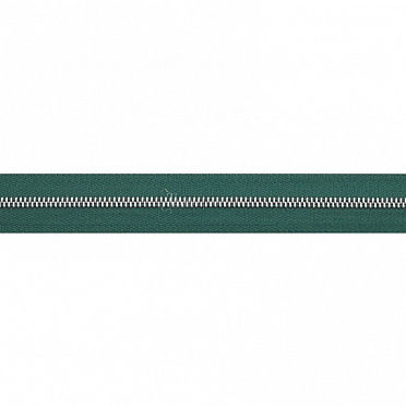 Молния № 3 метал. зуб, цвет зеленый/никель, 1 метр