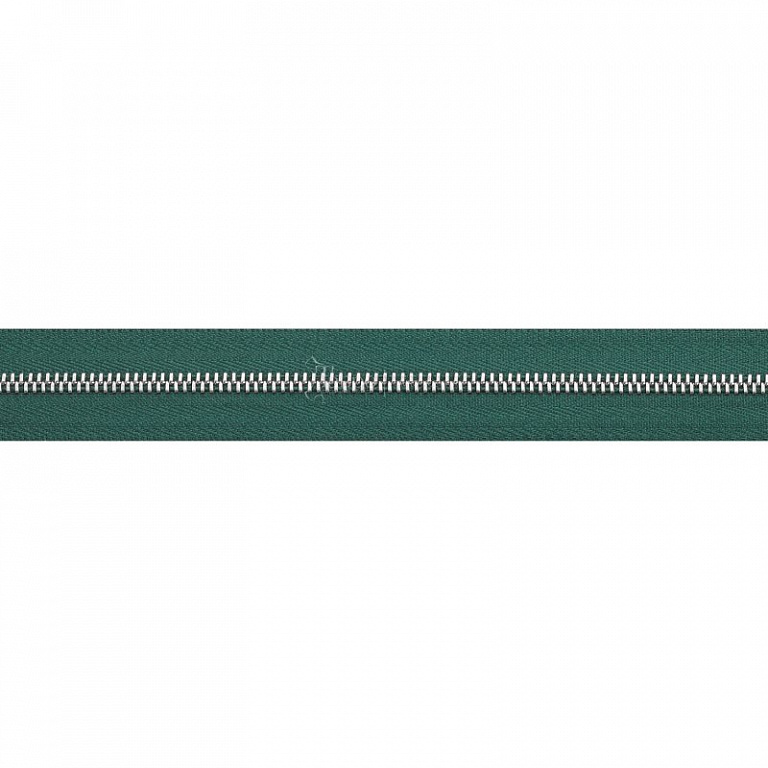 Молния № 3 метал. зуб, цвет зеленый/никель, 1 метр