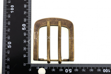 Пряжка 40 мм с двумя шпеньками, цвет состаренная латунь №04