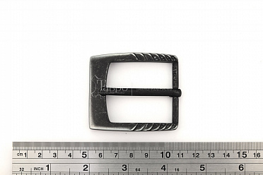 Пряжка ременная, шир. 40 мм, цвет черный матовый никель (Франция)