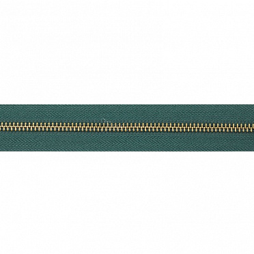 Молния № 5 метал. зуб, цвет темно-зеленый/антик, 1 метр
