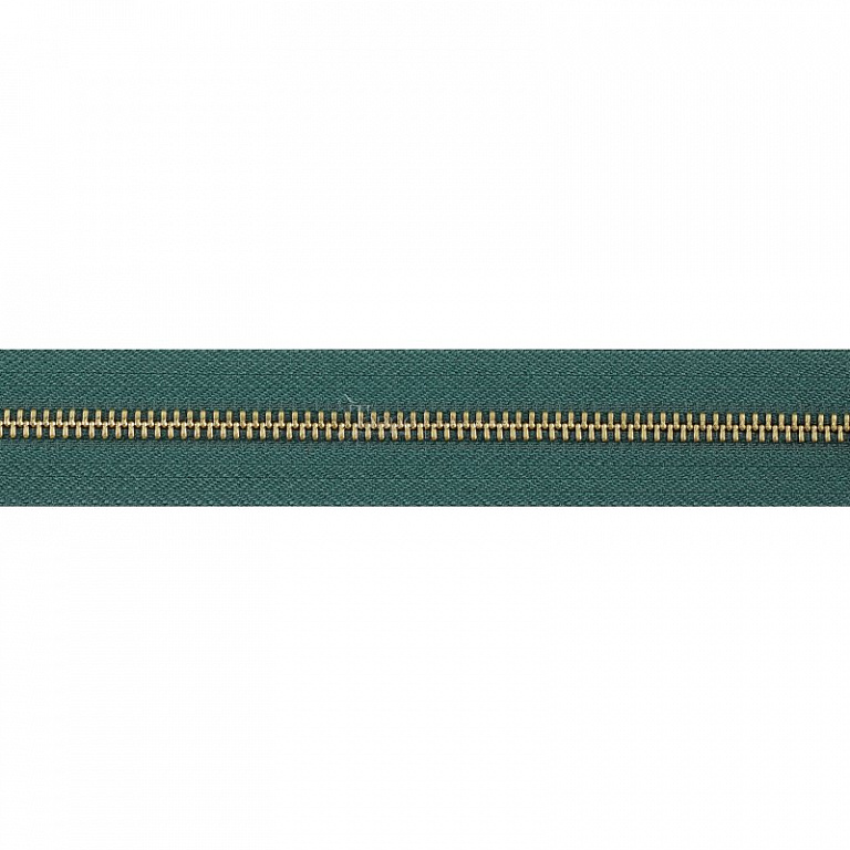 Молния № 5 метал. зуб, цвет темно-зеленый/антик, 1 метр